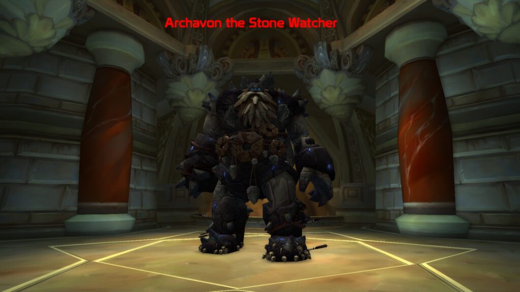 Archavon, one of the four bosses that drops the Grand Black War Mammoth